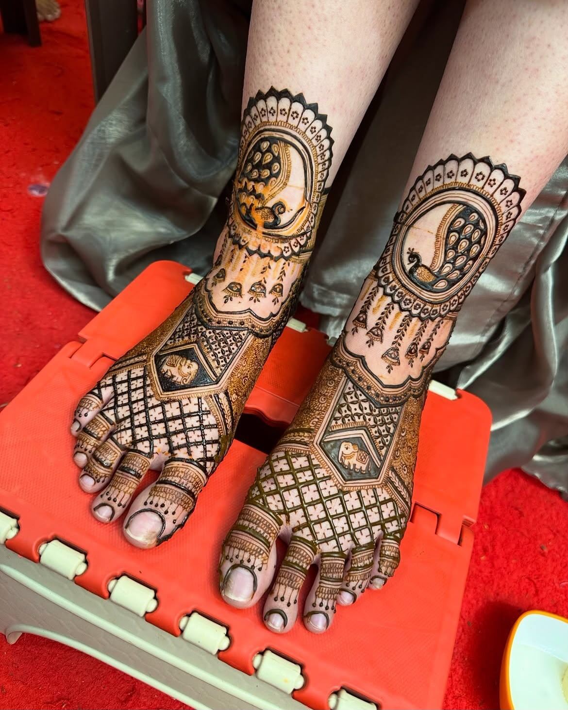 Bridal feet mehndi peacock design