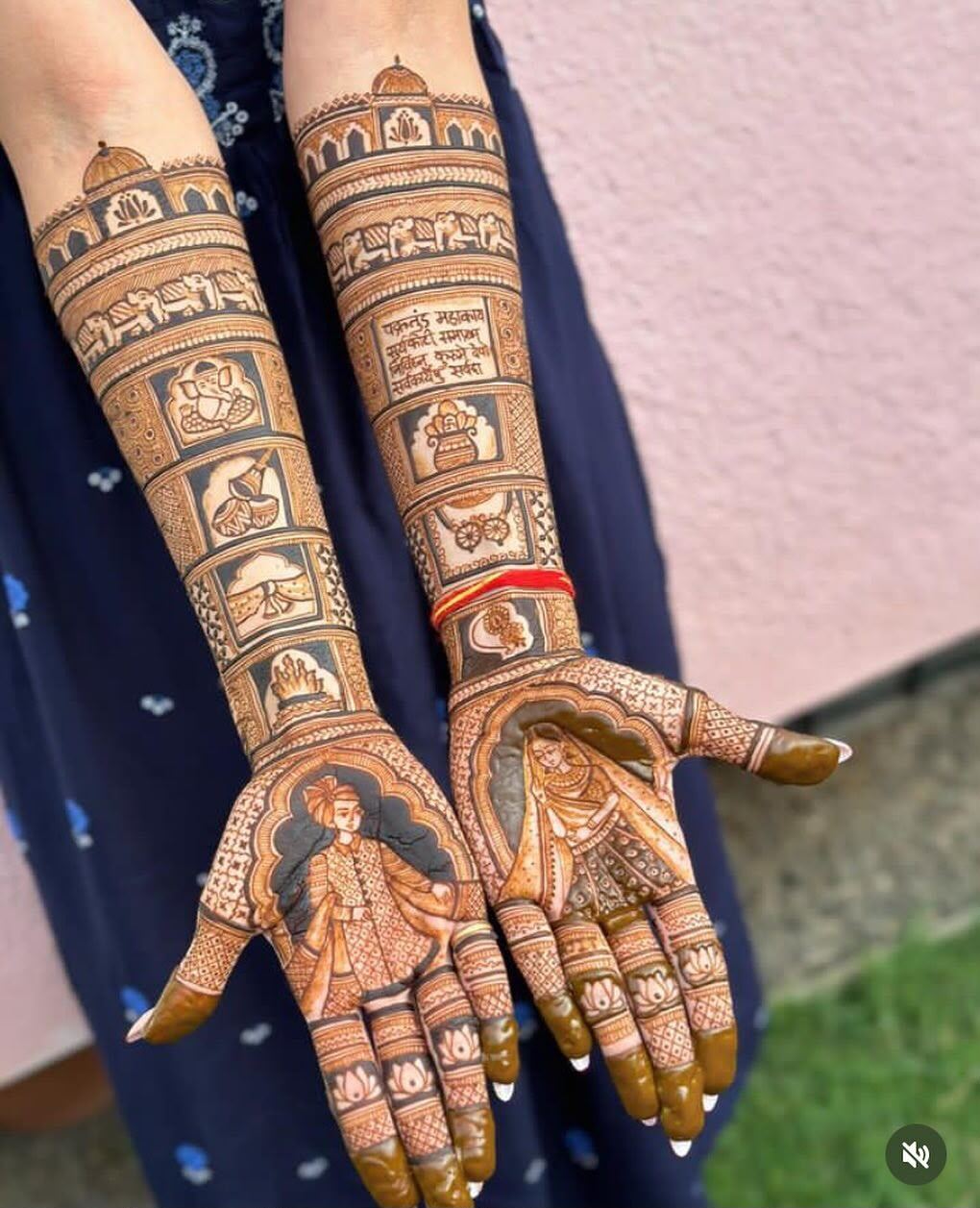 Bridal mehndi Sanskrit shlok forearm design